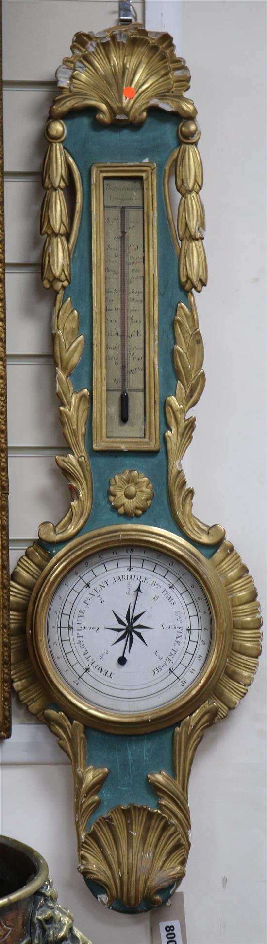 A gilt and gold painted barometer, H.84cm